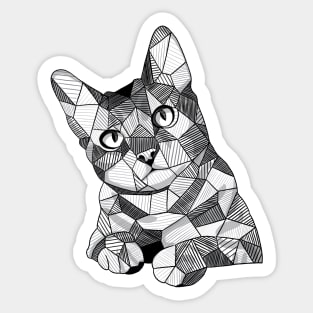 Geometric Doodle Intrigued Cat Sticker